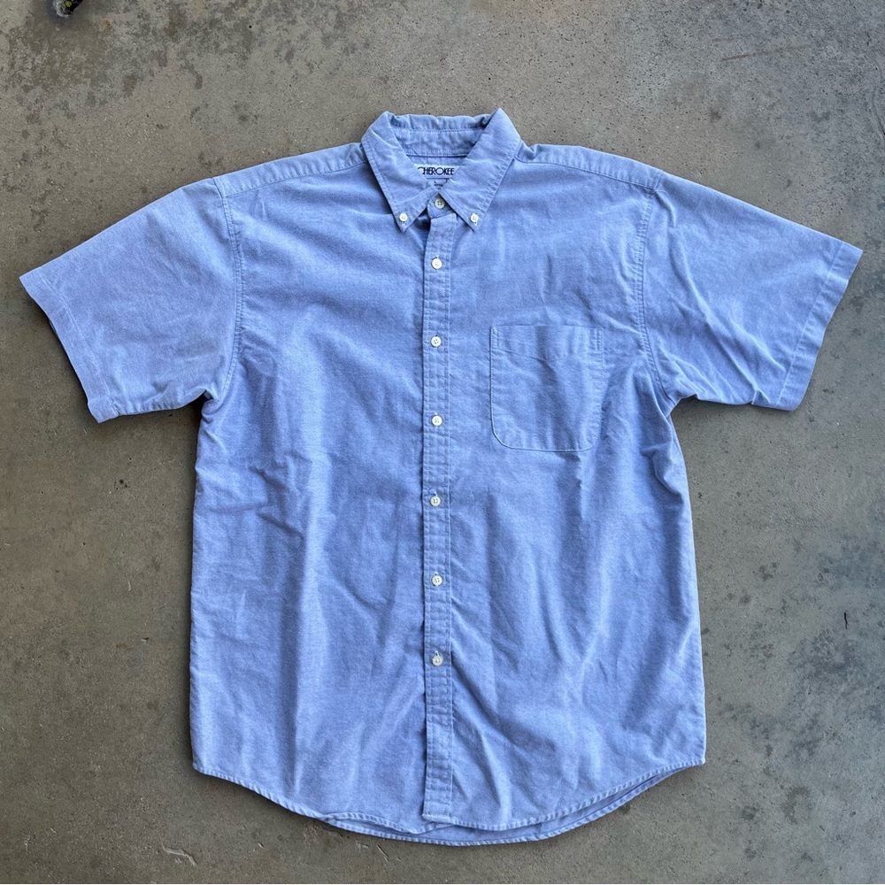 Cherokee Chambray Short Sleeve Shirt Size L